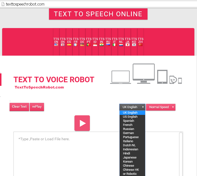 Text To Speech Free Online Multilingual TTS for your Computer,Phone